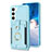 Coque Silicone Gel Motif Cuir Housse Etui BF2 pour Samsung Galaxy S22 5G Bleu Clair