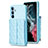 Coque Silicone Gel Motif Cuir Housse Etui BF3 pour Samsung Galaxy Quantum4 5G Bleu Ciel