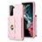 Coque Silicone Gel Motif Cuir Housse Etui BF3 pour Samsung Galaxy S21 FE 5G Or Rose