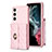 Coque Silicone Gel Motif Cuir Housse Etui BF3 pour Samsung Galaxy S22 5G Or Rose