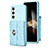 Coque Silicone Gel Motif Cuir Housse Etui BF3 pour Samsung Galaxy S24 5G Bleu Clair