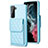 Coque Silicone Gel Motif Cuir Housse Etui BF4 pour Samsung Galaxy S21 FE 5G Bleu Ciel