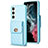 Coque Silicone Gel Motif Cuir Housse Etui BF4 pour Samsung Galaxy S22 Plus 5G Bleu Clair