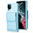 Coque Silicone Gel Motif Cuir Housse Etui BF6 pour Samsung Galaxy F12 Bleu Ciel