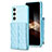 Coque Silicone Gel Motif Cuir Housse Etui BF6 pour Samsung Galaxy S24 5G Bleu Clair