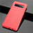 Coque Silicone Gel Motif Cuir Housse Etui pour Samsung Galaxy S10 5G SM-G977B Rouge