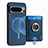 Coque Silicone Gel Motif Cuir Housse Etui SD1 pour Google Pixel 8 Pro 5G Bleu