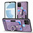 Coque Silicone Gel Motif Cuir Housse Etui SD1 pour Realme C21Y Violet Clair