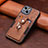 Coque Silicone Gel Motif Cuir Housse Etui SD10 pour Apple iPhone 13 Marron