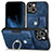 Coque Silicone Gel Motif Cuir Housse Etui SD11 pour Apple iPhone 15 Bleu