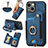 Coque Silicone Gel Motif Cuir Housse Etui SD12 pour Apple iPhone 14 Plus Bleu