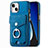 Coque Silicone Gel Motif Cuir Housse Etui SD16 pour Apple iPhone 14 Bleu