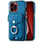 Coque Silicone Gel Motif Cuir Housse Etui SD16 pour Apple iPhone 14 Pro Bleu