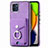 Coque Silicone Gel Motif Cuir Housse Etui SD2 pour Samsung Galaxy A03 Violet