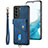 Coque Silicone Gel Motif Cuir Housse Etui SD2 pour Samsung Galaxy S22 Plus 5G Bleu