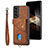 Coque Silicone Gel Motif Cuir Housse Etui SD2 pour Samsung Galaxy S24 Plus 5G Marron