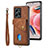 Coque Silicone Gel Motif Cuir Housse Etui SD2 pour Xiaomi Redmi Note 12 4G Marron