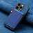 Coque Silicone Gel Motif Cuir Housse Etui SD3 pour Apple iPhone 13 Pro Bleu