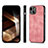 Coque Silicone Gel Motif Cuir Housse Etui SD3 pour Apple iPhone 14 Or Rose