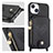 Coque Silicone Gel Motif Cuir Housse Etui SD4 pour Apple iPhone 15 Noir