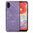 Coque Silicone Gel Motif Cuir Housse Etui SD4 pour Samsung Galaxy A04E Violet