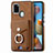 Coque Silicone Gel Motif Cuir Housse Etui SD4 pour Samsung Galaxy A21s Marron