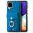 Coque Silicone Gel Motif Cuir Housse Etui SD4 pour Samsung Galaxy A22 4G Bleu