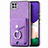 Coque Silicone Gel Motif Cuir Housse Etui SD4 pour Samsung Galaxy A22 5G Violet