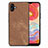 Coque Silicone Gel Motif Cuir Housse Etui SD4 pour Samsung Galaxy M04 Marron