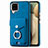 Coque Silicone Gel Motif Cuir Housse Etui SD4 pour Samsung Galaxy M12 Bleu