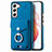 Coque Silicone Gel Motif Cuir Housse Etui SD4 pour Samsung Galaxy S21 FE 5G Bleu