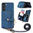 Coque Silicone Gel Motif Cuir Housse Etui SD4 pour Samsung Galaxy S22 5G Bleu