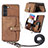 Coque Silicone Gel Motif Cuir Housse Etui SD4 pour Samsung Galaxy S22 5G Marron