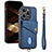 Coque Silicone Gel Motif Cuir Housse Etui SD5 pour Apple iPhone 13 Pro Bleu