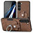 Coque Silicone Gel Motif Cuir Housse Etui SD5 pour Samsung Galaxy S22 Plus 5G Marron