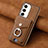 Coque Silicone Gel Motif Cuir Housse Etui SD6 pour Samsung Galaxy S22 5G Marron