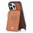 Coque Silicone Gel Motif Cuir Housse Etui SD7 pour Apple iPhone 13 Pro Marron