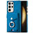 Coque Silicone Gel Motif Cuir Housse Etui SD8 pour Samsung Galaxy S22 Ultra 5G Bleu