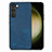 Coque Silicone Gel Motif Cuir Housse Etui SD8 pour Samsung Galaxy S23 5G Bleu