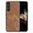 Coque Silicone Gel Motif Cuir Housse Etui SD8 pour Samsung Galaxy S24 5G Marron