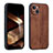 Coque Silicone Gel Motif Cuir Housse Etui YZ1 pour Apple iPhone 15 Pro Max Marron