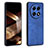 Coque Silicone Gel Motif Cuir Housse Etui YZ1 pour Oppo A2 Pro 5G Bleu