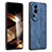 Coque Silicone Gel Motif Cuir Housse Etui YZ1 pour Oppo Reno10 Pro+ Plus 5G Bleu