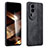 Coque Silicone Gel Motif Cuir Housse Etui YZ1 pour Oppo Reno10 Pro+ Plus 5G Noir