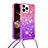 Coque Silicone Housse Etui Gel Bling-Bling avec Laniere Strap S01 pour Apple iPhone 13 Pro Max Petit