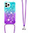 Coque Silicone Housse Etui Gel Bling-Bling avec Laniere Strap S01 pour Apple iPhone 13 Pro Max Petit