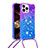 Coque Silicone Housse Etui Gel Bling-Bling avec Laniere Strap S01 pour Apple iPhone 13 Pro Max Violet