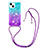 Coque Silicone Housse Etui Gel Bling-Bling avec Laniere Strap S01 pour Apple iPhone 14 Plus Petit