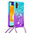 Coque Silicone Housse Etui Gel Bling-Bling avec Laniere Strap S01 pour Samsung Galaxy A04s Bleu Ciel