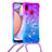 Coque Silicone Housse Etui Gel Bling-Bling avec Laniere Strap S01 pour Samsung Galaxy A10s Petit